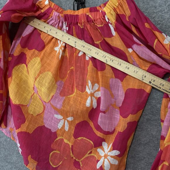 Sabo Short Set Women Sz XS - S Orange Red Lightweight Sheer Tropical - SIZE NOTE - Picture 11 of 14